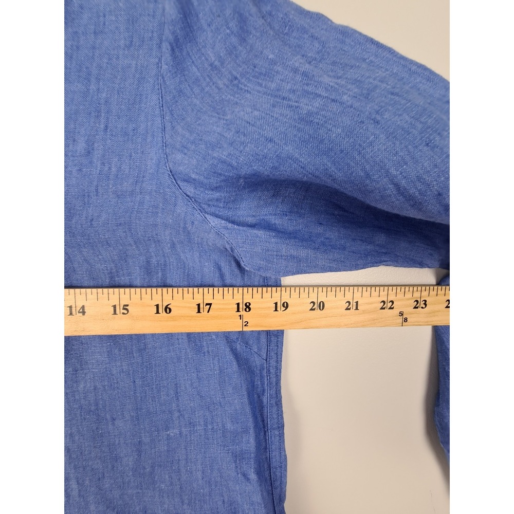 J McLaughlin Shirt‎ Women's XS Linen Button Up Long Sleeve Blue Preppy Workwear - Picture 5 of 7
